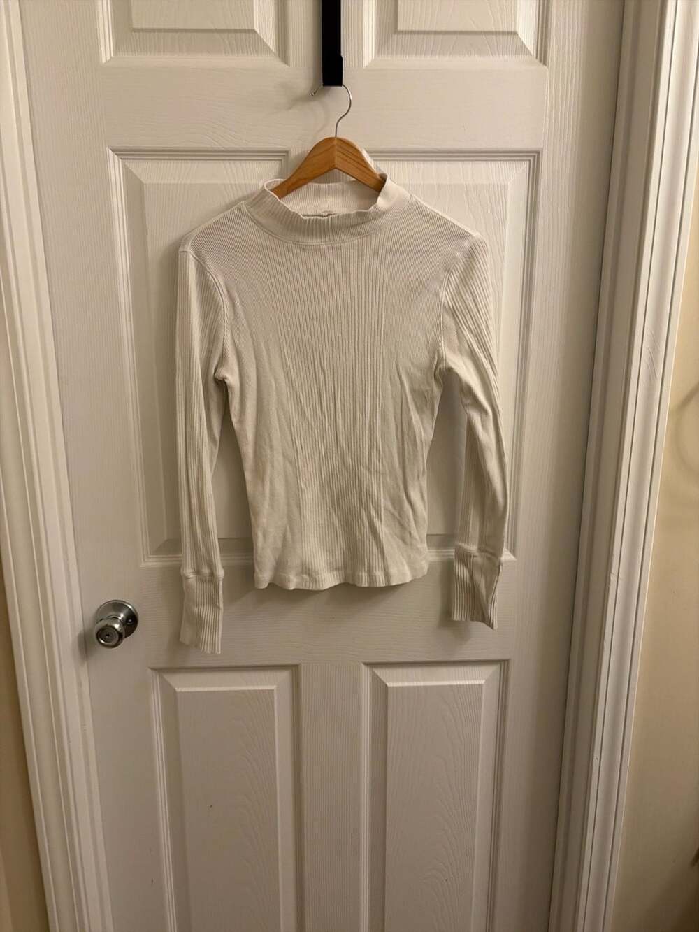 Intimately Free People Freya Mock Neck Ribbed Long Sleeve Top White Size M